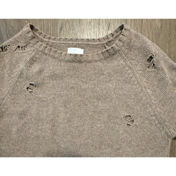 Anine Bing Wool Sweater Distressed Taupe Neutral Minimalist Quiet Luxury Small - Picture 8 of 11